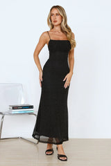 Elevated Status Embellished Mesh Maxi Dress Black