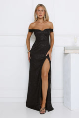 Exclusive Guest List Off Shoulder Maxi Dress Black