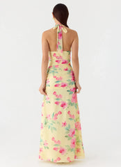 Colada Halter Maxi Dress - Lemon Soleil