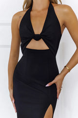 By Invite Only Halter Midi Dress Black