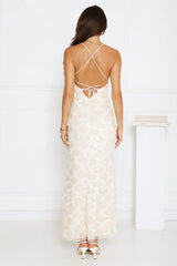 After Party Edit Halter Sequin Maxi Dress Cream
