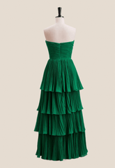 Emerald Green Chiffon Ruffles Long Party Dress