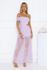 Ember Nights One Shoulder Lace Maxi Dress Lilac