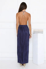 After Dark Love Plisse Maxi Dress Navy