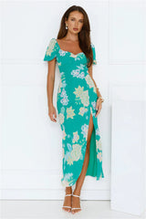 Floral Vines Midi Dress Green