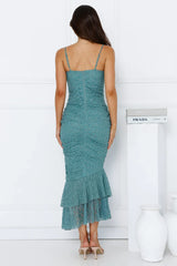 Dainty Design Mesh Midi Dress Green