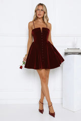 Fireside Luxe Velvet Mini Dress Wine