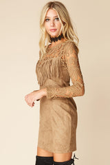 Francie Fringe Dress Brown