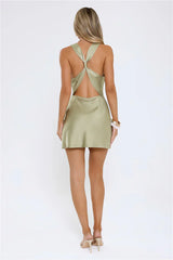 Flex Season Satin Mini Dress Khaki