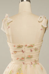 Blue A-line Floral Short Princess Dress