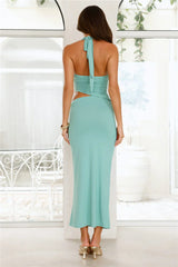 Dancefloor Energy Halter Maxi Dress Sage
