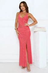 Cheeky Love Halter Maxi Dress Rose