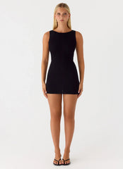 Amaris Knit Mini Dress - Black