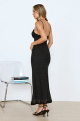 Elevated Status Embellished Mesh Maxi Dress Black