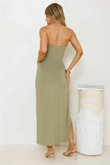 Caviar Please Strapless Midi Dress Olive