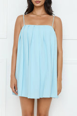 Affluence Pleated Mini Dress Blue