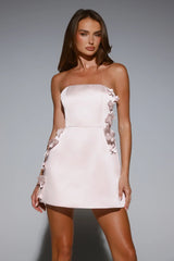 Blossom Hour Strapless Satin Mini Dress Pink