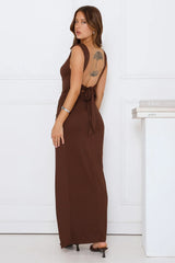 Fitted For You Maxi Dress Brown