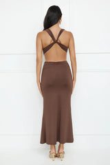 Electric Kiss Maxi Dress Brown