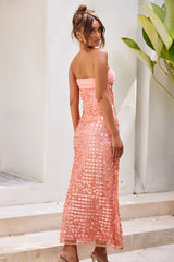 Soleil Mirage Sequin Maxi Dress - Peach