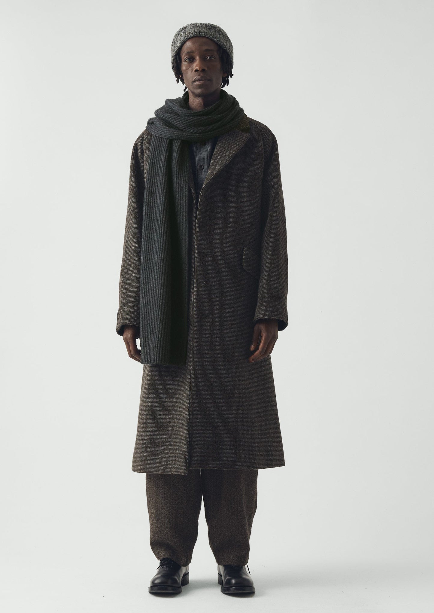 Wool Cashmere Fisherman Rib Scarf | Charcoal