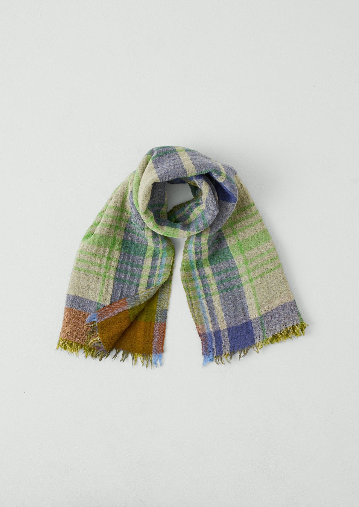 Large Check Boiled Wool Scarf | Soya/Multi