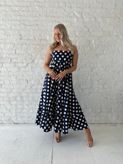 Anni Navy Polka Dot Maxi Dress