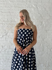 Anni Navy Polka Dot Maxi Dress