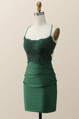 Beaded Dark Green Appliques Bodycon Mini Dress