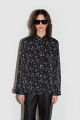 PRINTED SATIN BUTTON-UP BLOUSE