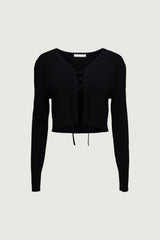 CROPPED LACE-UP CARDIGAN