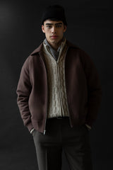 CABLE KNIT ZIP-UP CARDIGAN