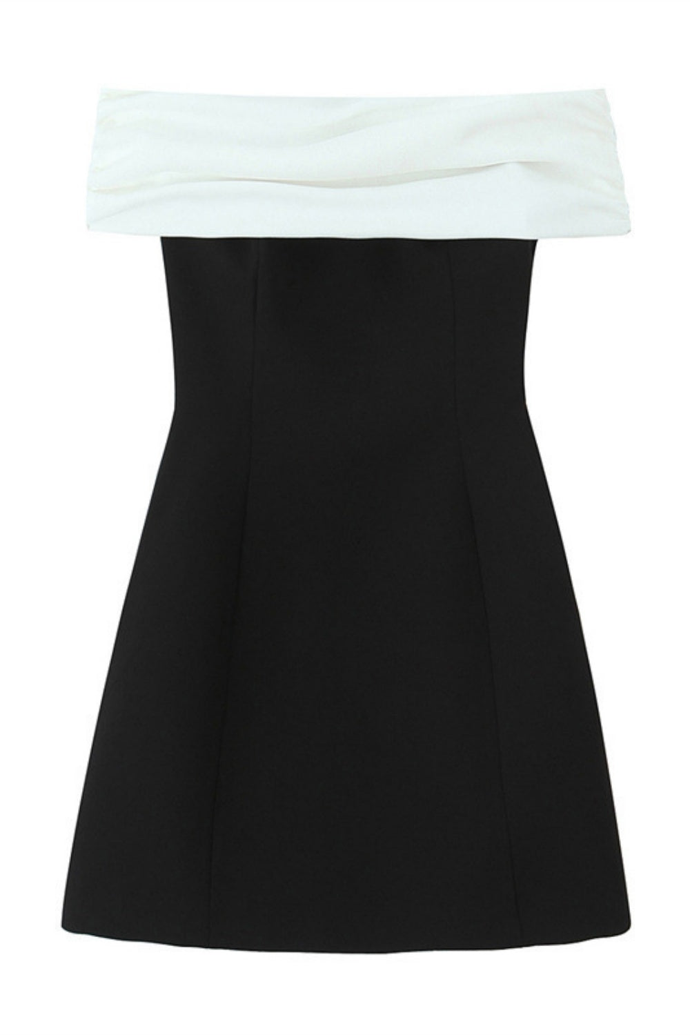 Off the Shoulder White and Black Short Dress