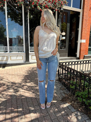 Elara High Rise Distressed Slim Wide Leg Jeans
