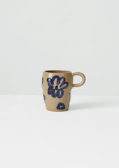Zosia Painted Flower Tall Mug | Natural/Blue