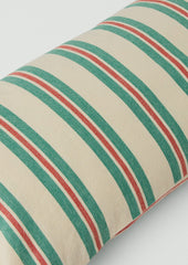 Market Stripe Hand Woven Bolster Cushion | Basil/Poppy