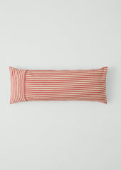 Market Stripe Hand Woven Bolster Cushion | Bright Red/Ecru