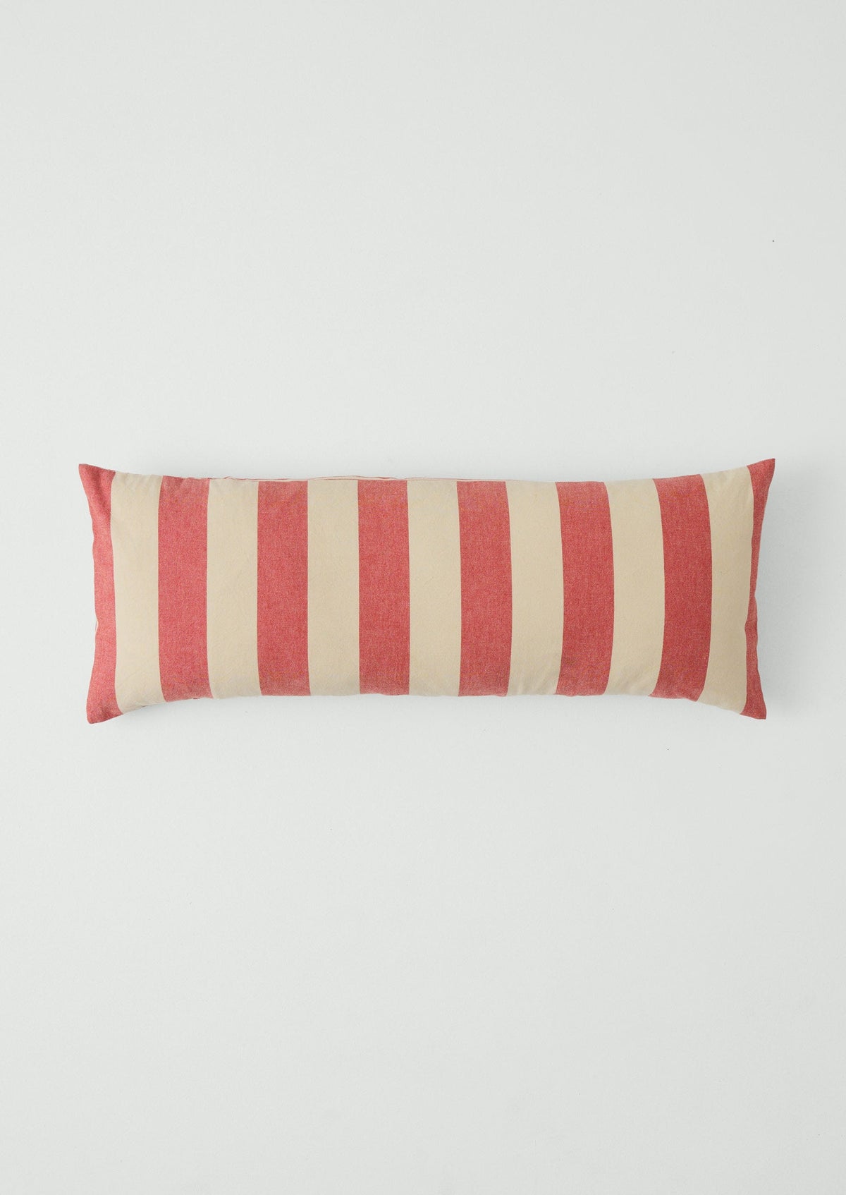 Market Stripe Hand Woven Bolster Cushion | Bright Red/Ecru