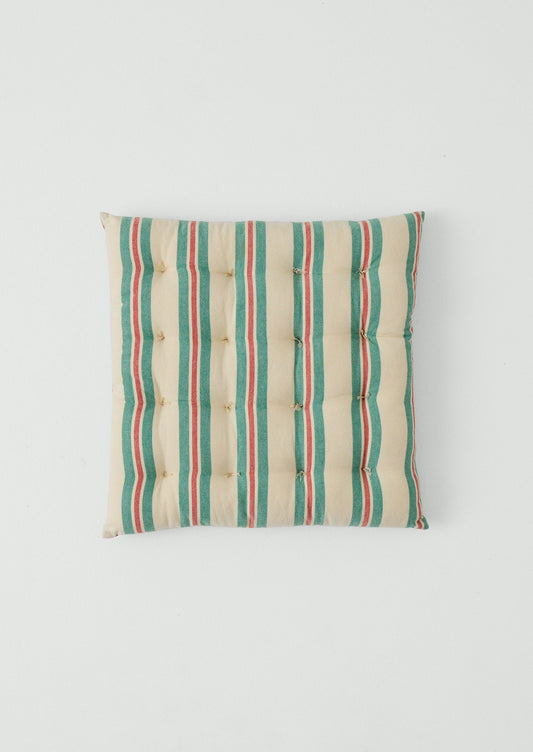 Market Stripe Hand Woven Seat Pad | Basil/Poppy