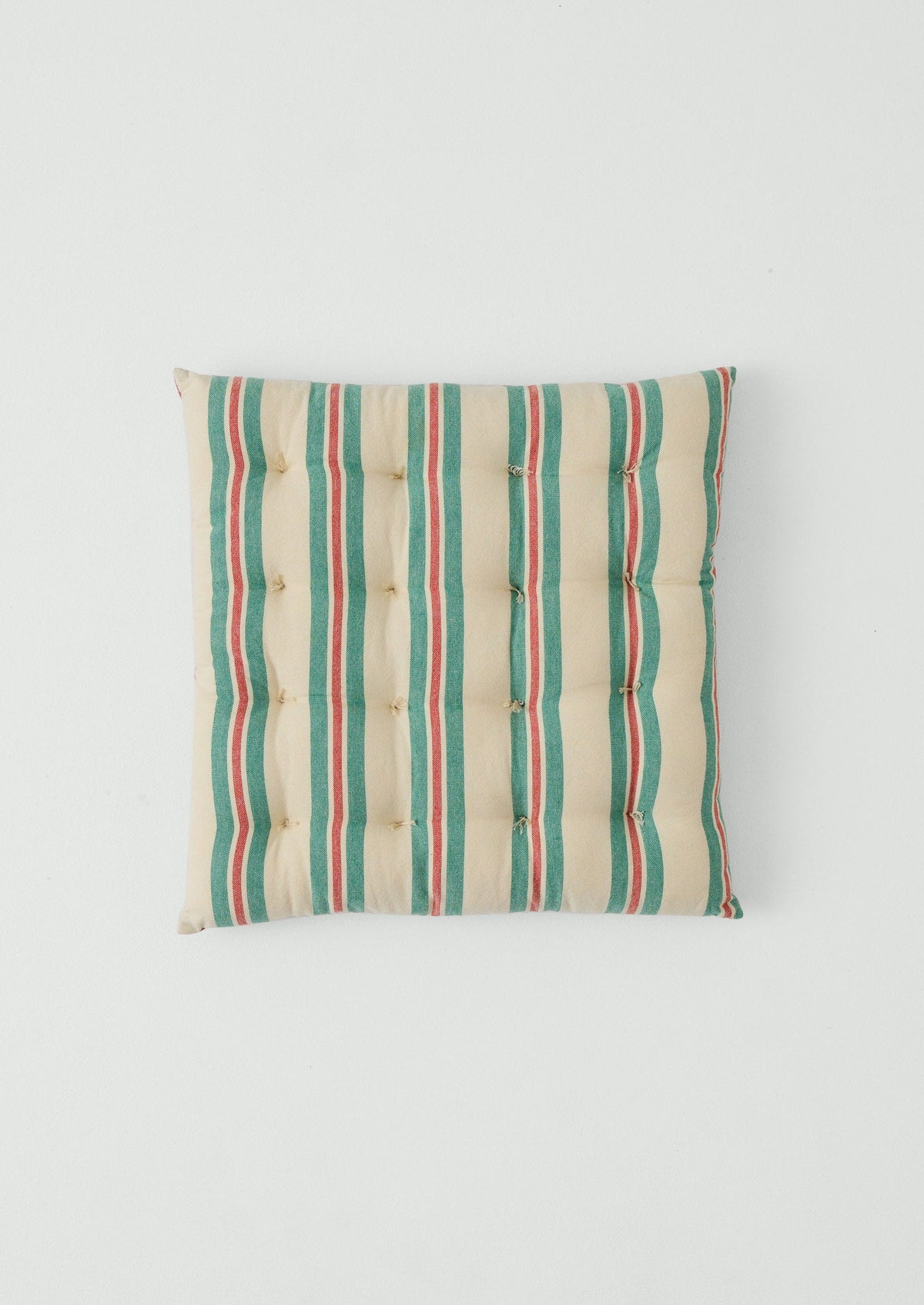 Market Stripe Hand Woven Seat Pad | Basil/Poppy