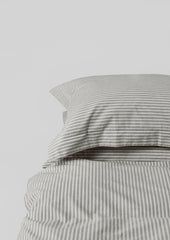 Ticking Stripe Cotton Oxford Pillowcase | Ecru/Graphite