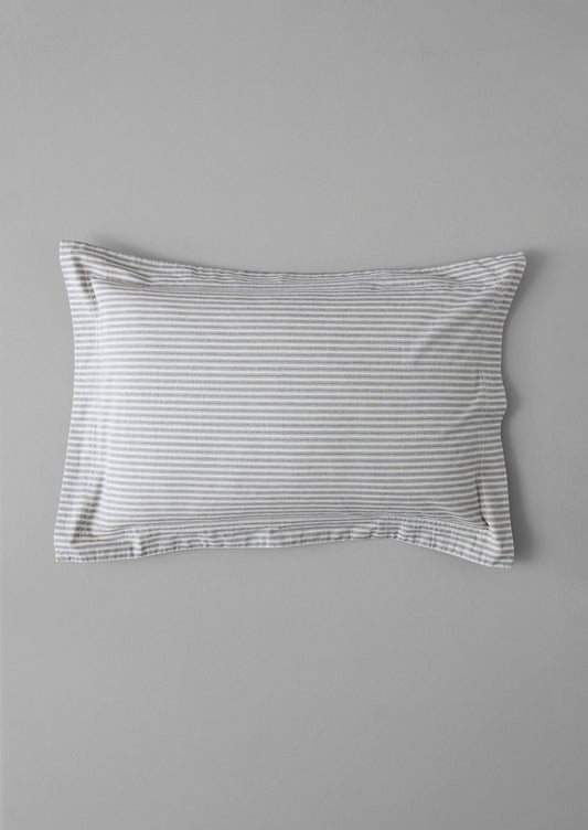 Ticking Stripe Cotton Oxford Pillowcase | Ecru/Graphite