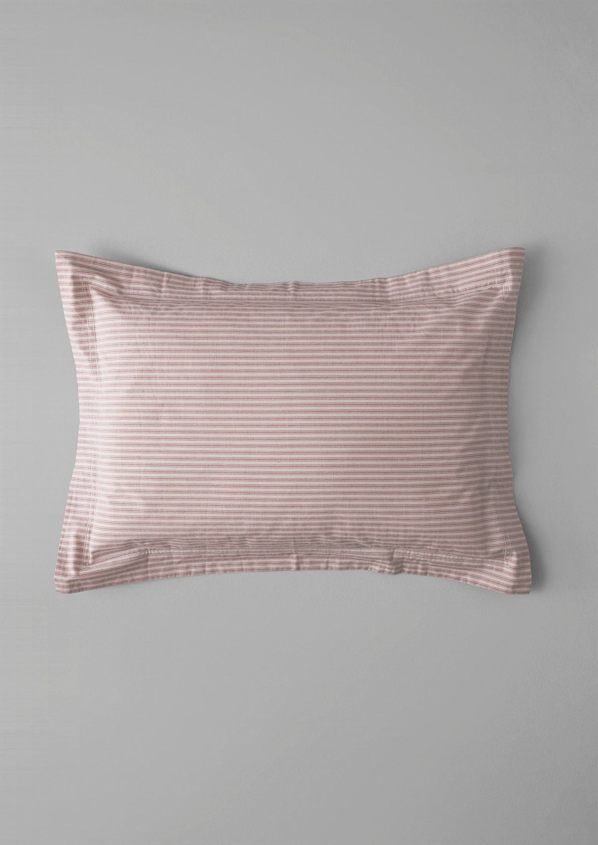 Ticking Stripe Cotton Oxford Pillowcase | Ecru/Rose