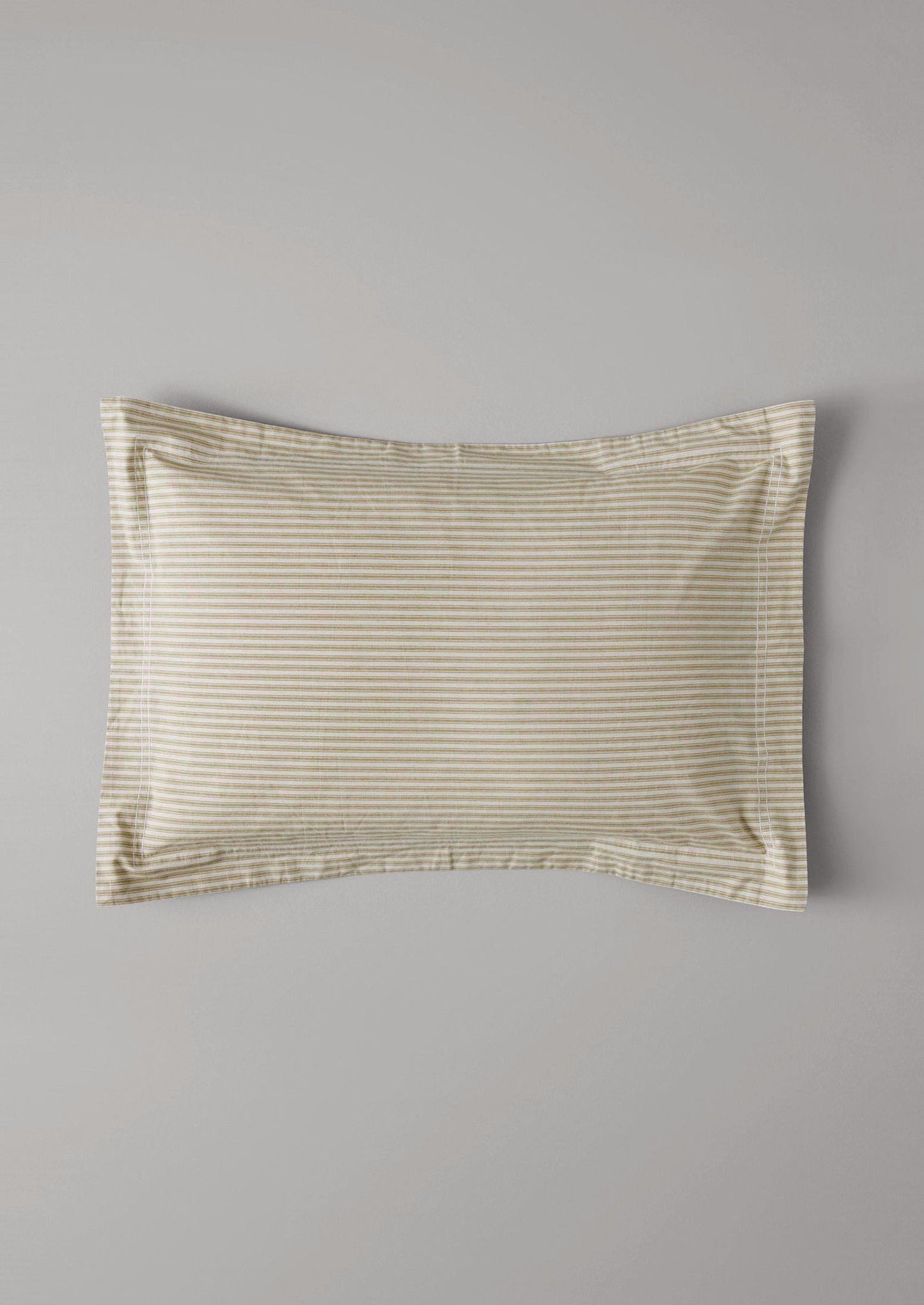 Ticking Stripe Cotton Oxford Pillowcase | Ecru/Straw