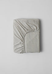 Ticking Stripe Cotton Fitted Sheet | Ecru/Graphite