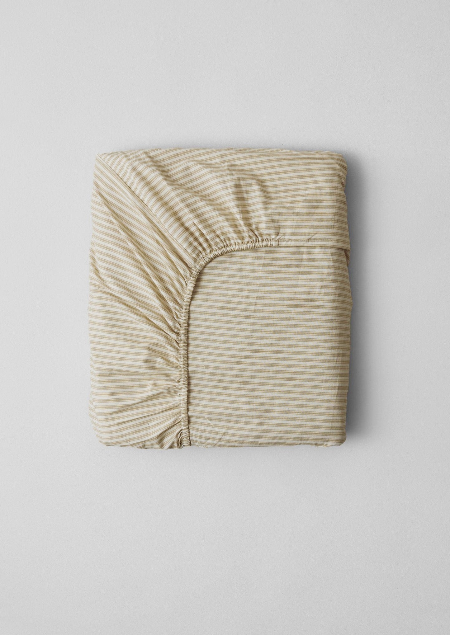 Ticking Stripe Cotton Fitted Sheet | Ecru/Straw