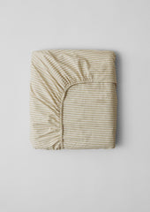 Ticking Stripe Cotton Fitted Sheet | Ecru/Straw