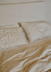 Rowan Print Cotton Poplin Duvet Cover | Ecru/Soft Blue