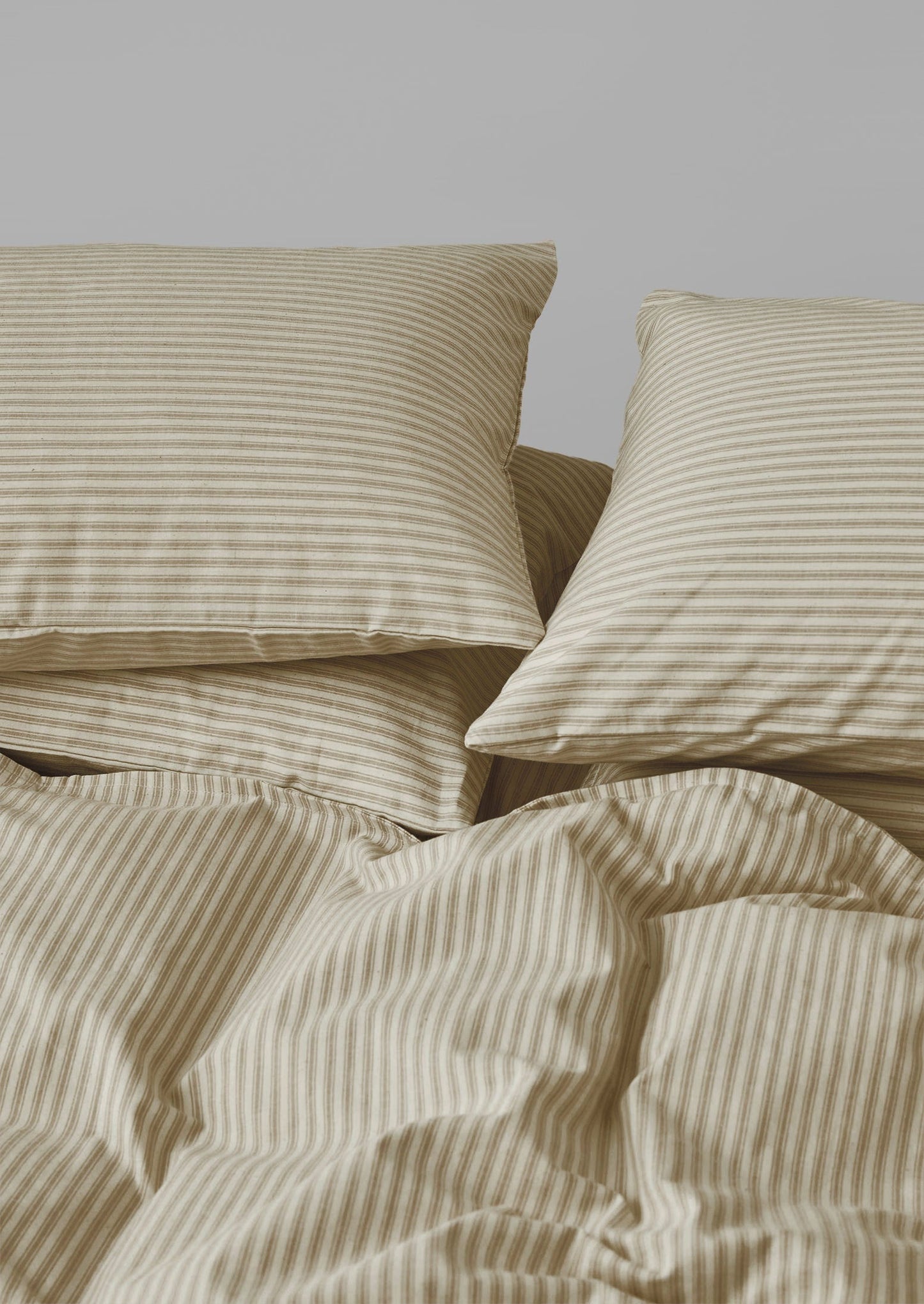 Ticking Stripe Cotton Duvet Cover | Ecru/Straw