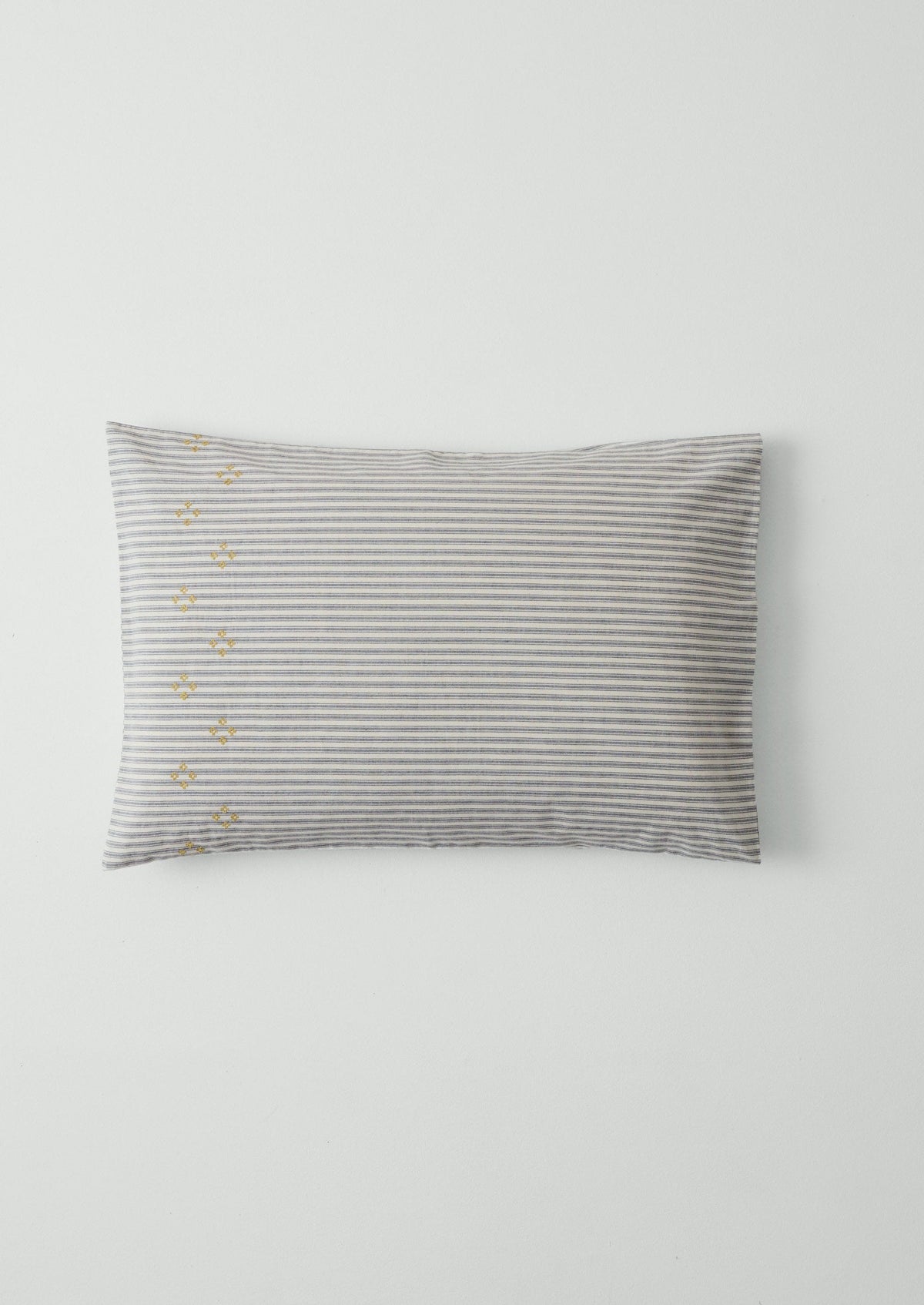 Ticking Stripe Cotton Embroidered Housewife Pillowcase | Ecru/Graphite